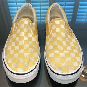 Yellow Checkered Slip On Vans